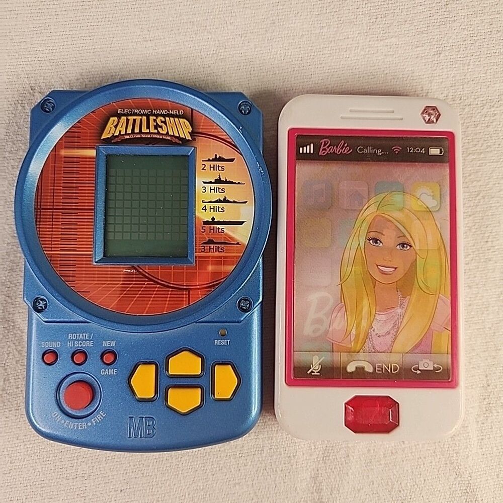 Battleship Milton Bradley Game 2002 And Barbie Fab Cell Phone 2015 Both Working